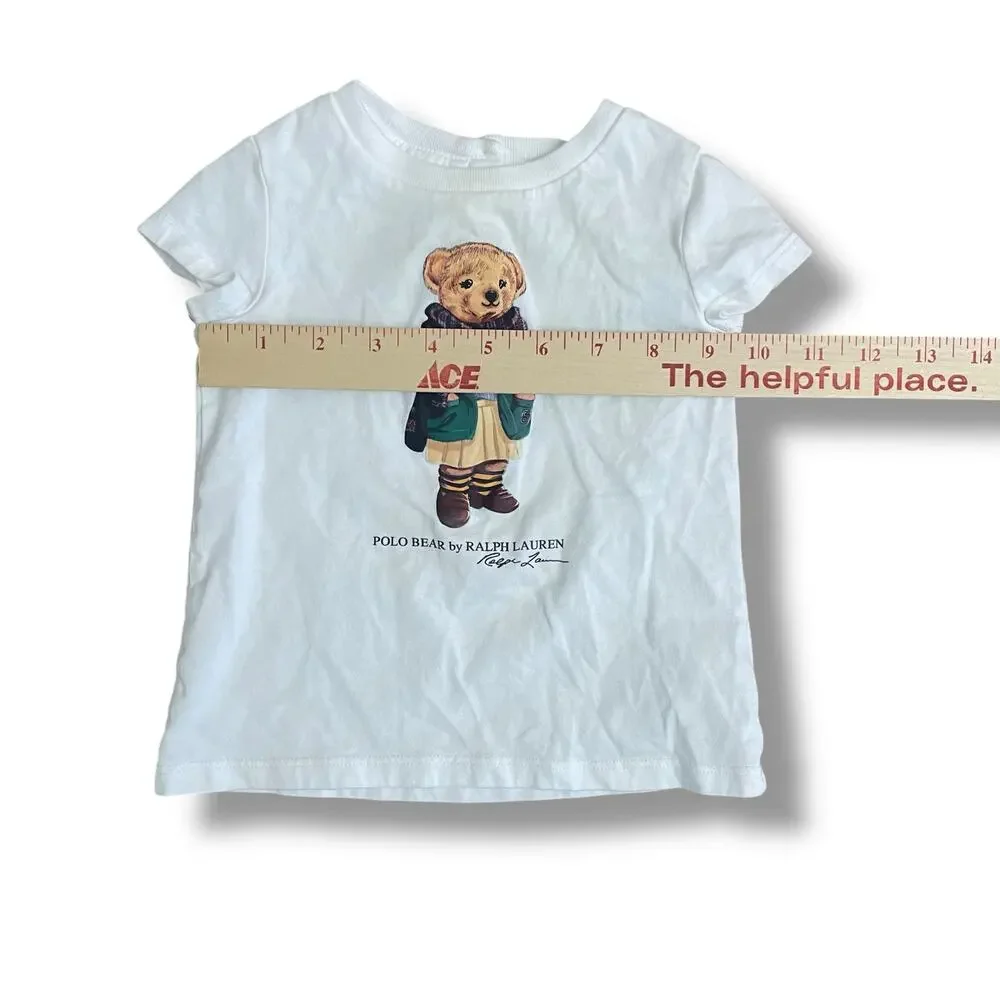 Ralph Lauren Polo Bear Tee 18M White Graphic‎ Toddler Shirt Cotton Preppy